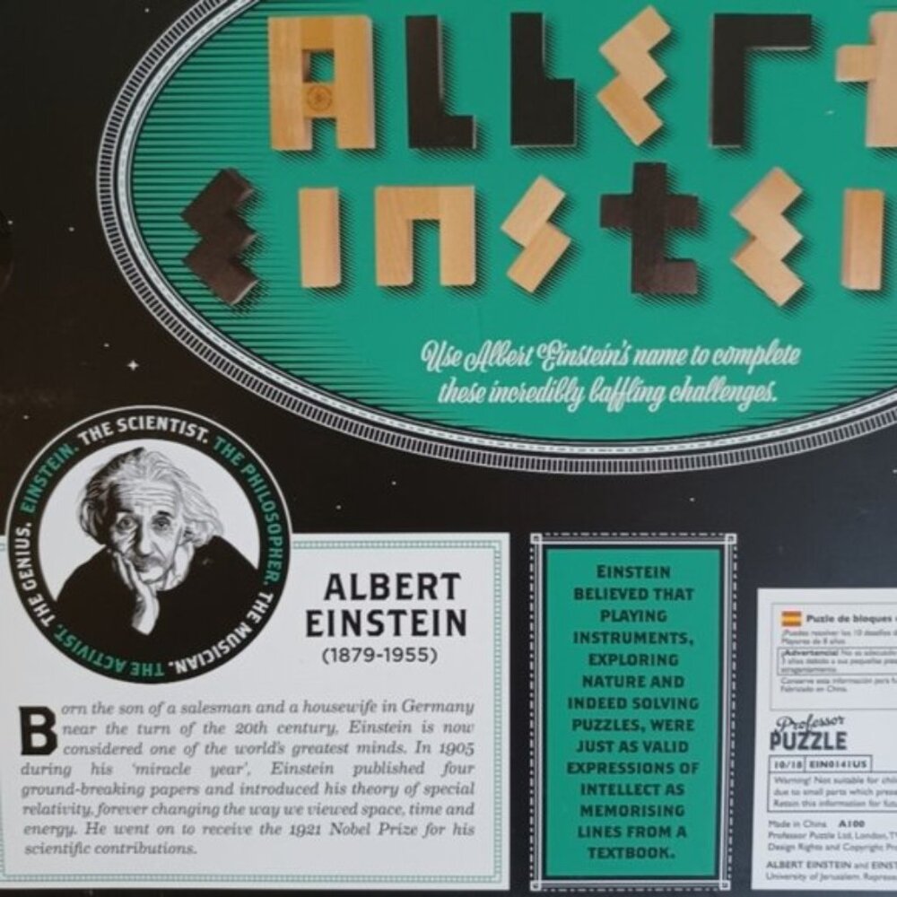 Professor Puzzle Einstein Collection Letter Blocks 3D Brain Teaser 12 Challenges - Picture 3 of 8